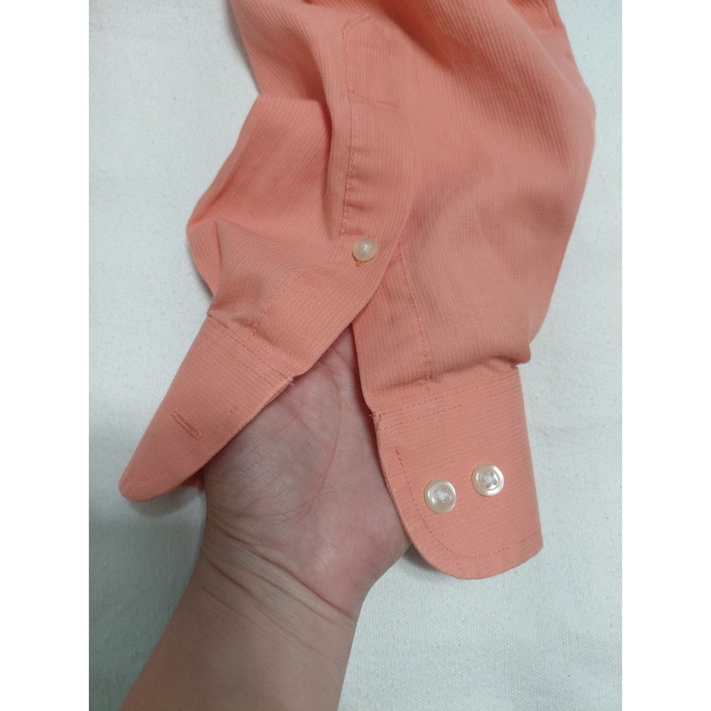 Van Heusen Shirt Mens 16 5 Peach Regular Fit Wrinkle Free Dress Long Sleeve - Picture 7 of 11